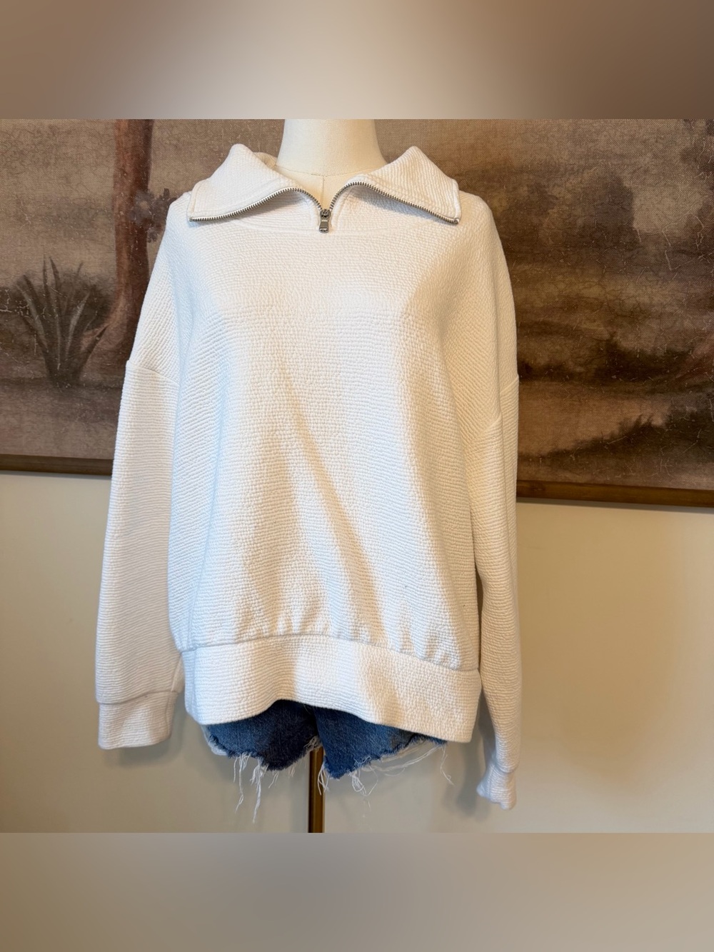 CALIA by Carrie Underwood White Half-Zip Textured Pullover